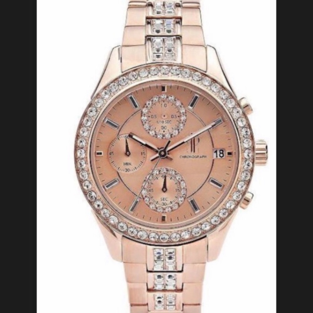 Jennifer Lopez Rose Gold Crystalized Watch.